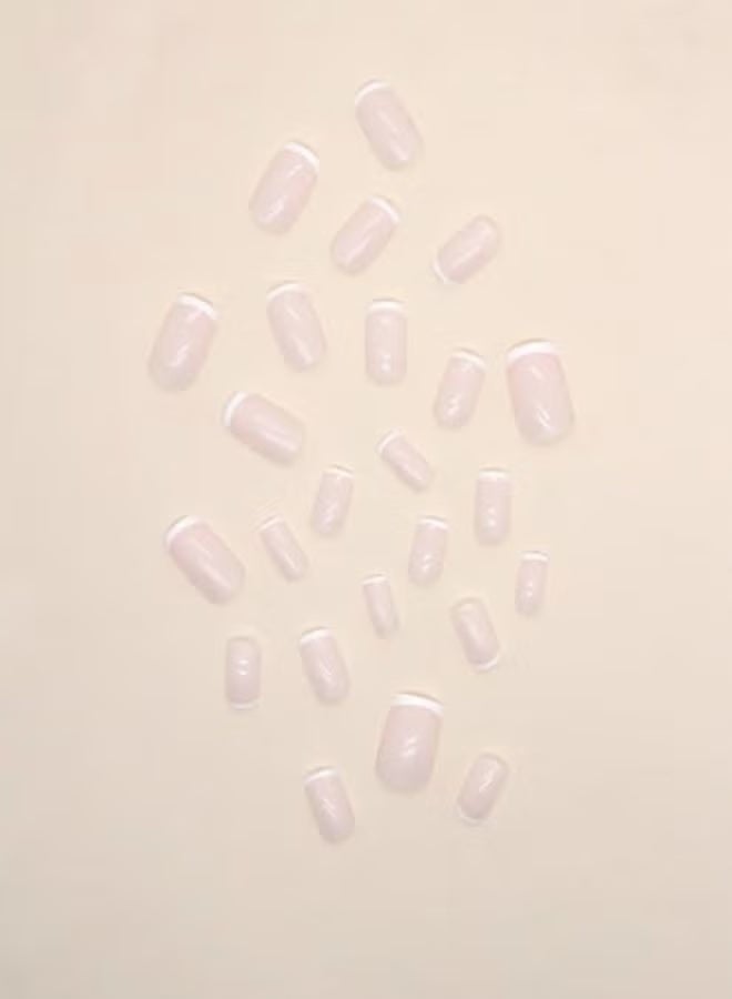 Gecomo Press On Nails - Medium Square Shape, 24 Pieces | Natural French Manicure, Acrylic Fake Nails with Glue Set (Classic Version) - Image 3