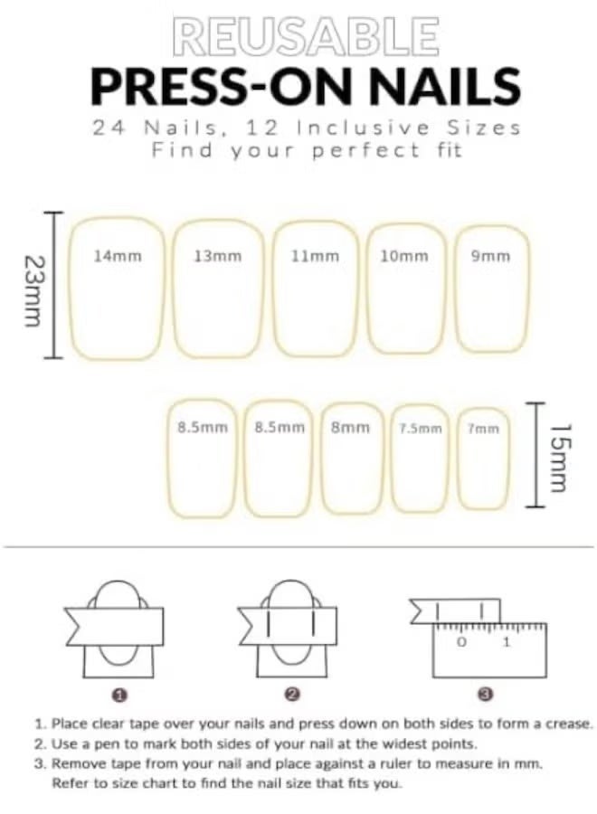 Gecomo Press On Nails - Medium Square Shape, 24 Pieces | Natural French Manicure, Acrylic Fake Nails with Glue Set (Classic Version) - Image 5