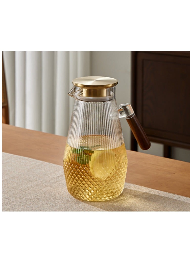1.9 L Glass Pitcher,Glass Wate Jug With Lid,Borosilicate Glass Water Jug,Heat Resistant Large Jugs For Fridge,Iced Tea Pitcher Jug,Water Carafe For Juice And Milk Easy Clean Tea Jug - Image 1