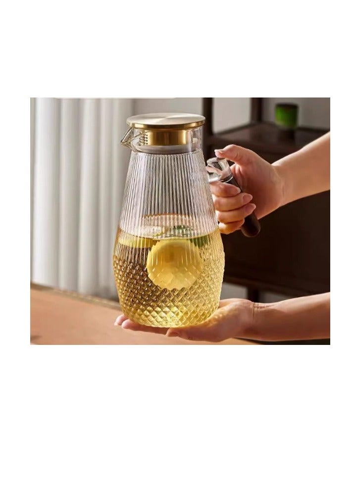 1.9 L Glass Pitcher,Glass Wate Jug With Lid,Borosilicate Glass Water Jug,Heat Resistant Large Jugs For Fridge,Iced Tea Pitcher Jug,Water Carafe For Juice And Milk Easy Clean Tea Jug - Image 2