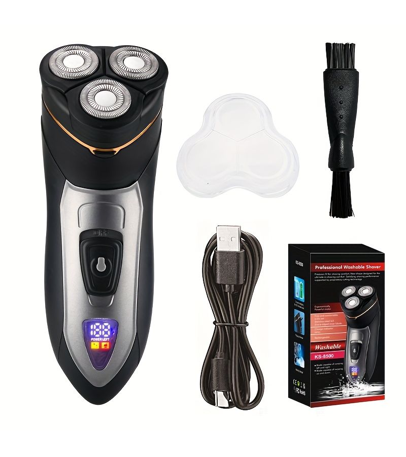 Blue 2in1 3d Floating Electric Shaver for Men Ultra Clean Led Smart Digital Display IPX6 Type C Charging Beard Trimmer and Shaver - Image 3