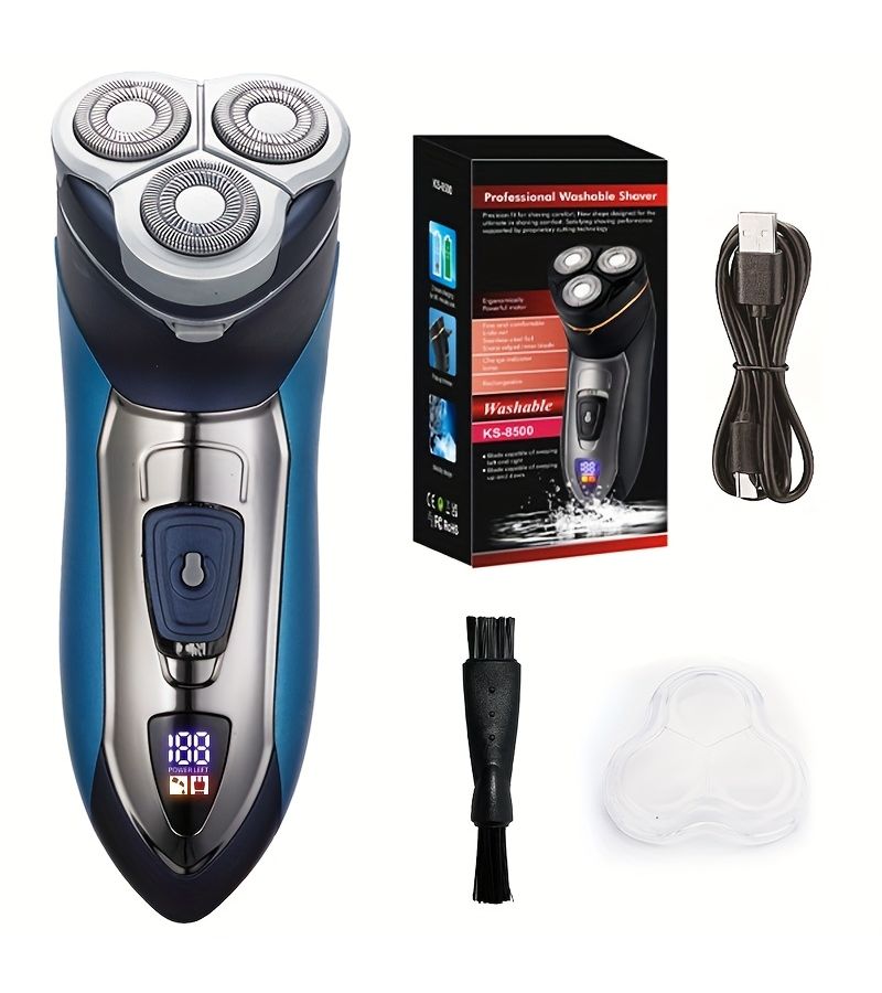 Blue 2in1 3d Floating Electric Shaver for Men Ultra Clean Led Smart Digital Display IPX6 Type C Charging Beard Trimmer and Shaver - Image 5
