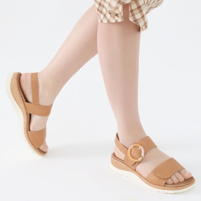 UBFEN Womens Flat Sandals Arch Support Open Toe Walking Comfy Casual Low Wedge Summer Shoes A Brown Size US 6 - Image 2