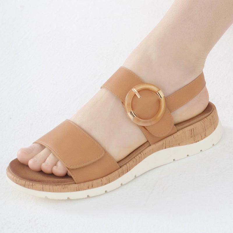 UBFEN Womens Flat Sandals Arch Support Open Toe Walking Comfy Casual Low Wedge Summer Shoes A Brown Size US 6 - Image 5