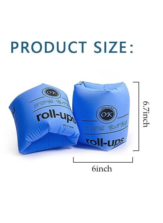 2 Pairs Swimming Training Inflatable Armbands, PVC Environmental Protection Non Toxic Labor Saving Float Sleeves Rings, Kids and Adults General Purpose Swim Arm Float (Orange+Blue)  - Image 2