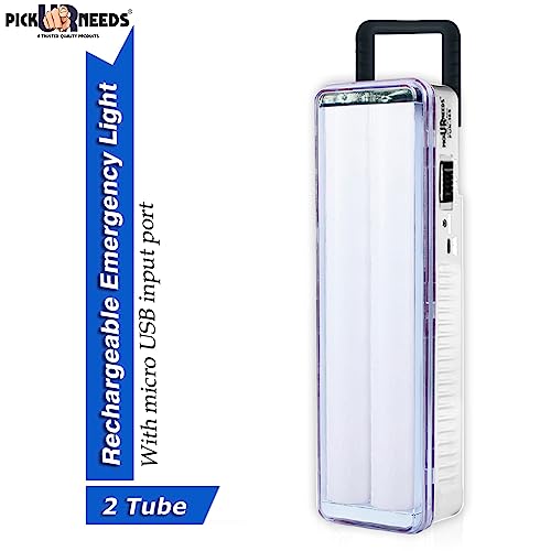Pick Ur Needs Rechargeable 2 Tube LED Home Emergency Lantern Lamp | Solar & DC Charging Light with Battery Backup, Portable Hanging Floor Lamp for Camping & Power Cuts., White - Image 2
