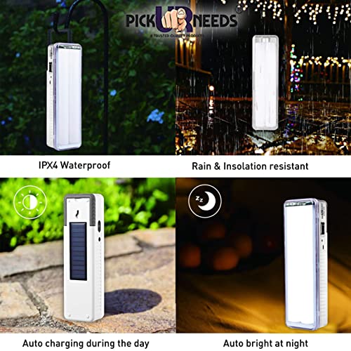 Pick Ur Needs Rechargeable 2 Tube LED Home Emergency Lantern Lamp | Solar & DC Charging Light with Battery Backup, Portable Hanging Floor Lamp for Camping & Power Cuts., White - Image 4