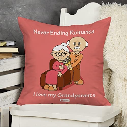 Indigifts Micro Satin, Fibre Multicolour Never Ending Romance Quote Illustration Pink Cushion Cover with Filler, 12X12 Inches - Image 2
