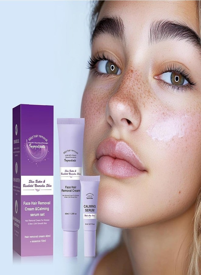 DIMOT كريم إزالة شعر الوجه، مجموعة كريمات إزالة الشعر، إزالة شعر لطيفة وغير مؤلمة، سيروم مهدئ، كريمات إزالة الشعر للجسم والوجه للنساء - Image 4