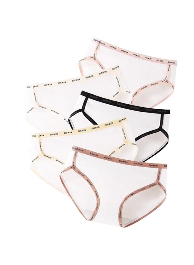 Zeemey - Zeemey 5-Piece Cotton Sport Bikini Breathable Panties Low Waist Fashionable Ladies Charming Thick Bottom - Image 1