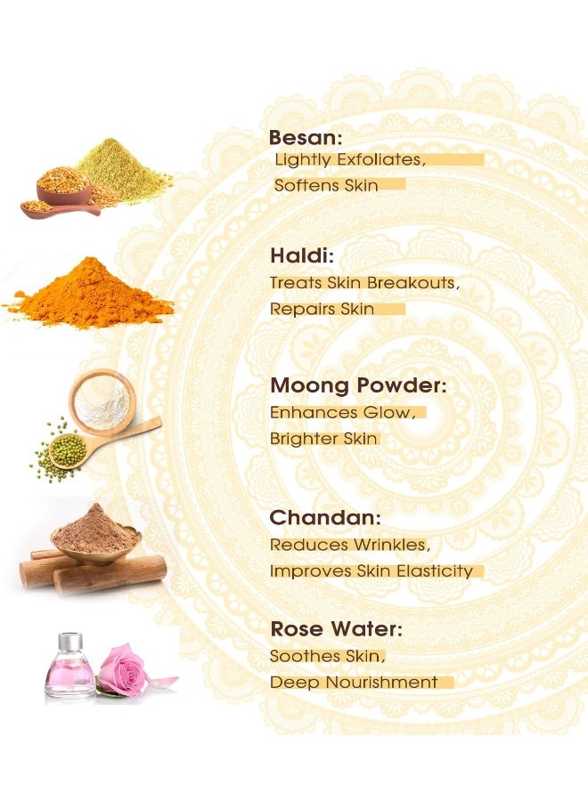NUTRIGLOW NutriGlow NATURAL'S Ubtan Facial Kit For Glowing Skin, Tan Removal With Haldi & Chandan, 60gm - Image 4