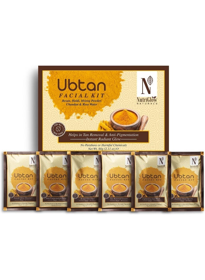 NUTRIGLOW NutriGlow NATURAL'S Ubtan Facial Kit For Glowing Skin, Tan Removal With Haldi & Chandan, 60gm - Image 1