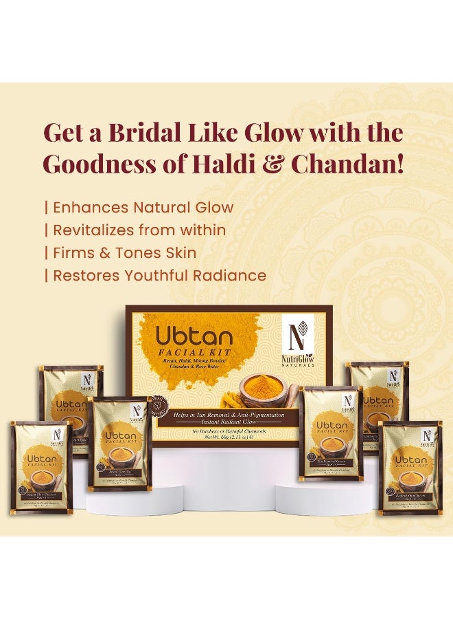 NUTRIGLOW NutriGlow NATURAL'S Ubtan Facial Kit For Glowing Skin, Tan Removal With Haldi & Chandan, 60gm - Image 2
