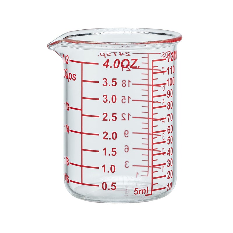 Ackers BORO3.3 120 ML/4OZ High Borosilicate Glass Measuring Cup-V-Shaped Spout,Glass Measuring Beaker for Kitchen or Restaurant, Easy to Read(SINGLE) - Image 1