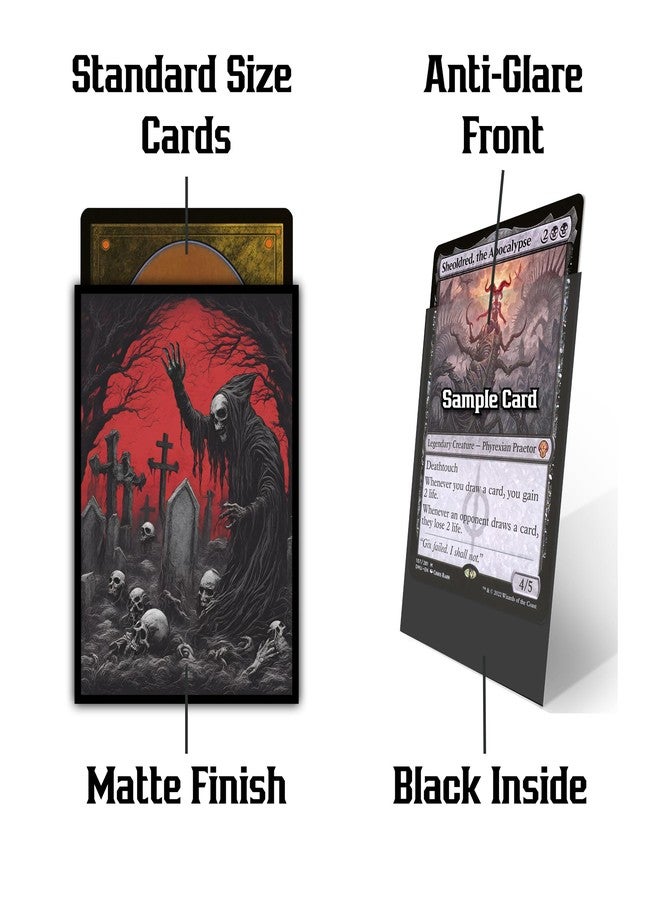 Realm Guard 100ct Matte TCG/MTG Art Card Sleeves (أحمر/أسود Necromancer) - Image 4