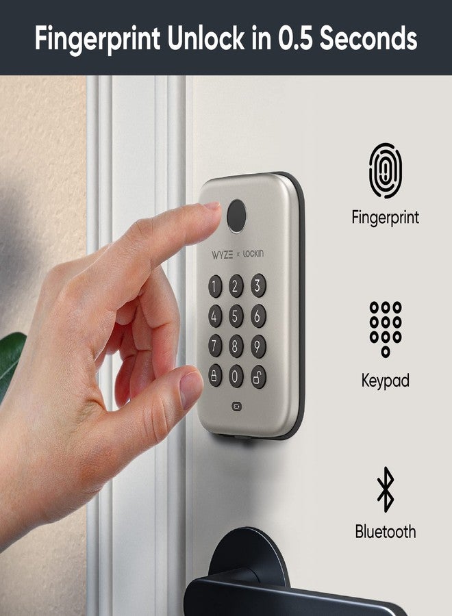 Wyze Auto-Lock Bolt, Fingerprint Keyless Entry Door Smart Bluetooth Deadbolt Replacement, Backlit Keypad, IPX5 Weatherproof, in-App History and Scheduled Access, BHMA, UL 20-Min Fire Rated - Image 2