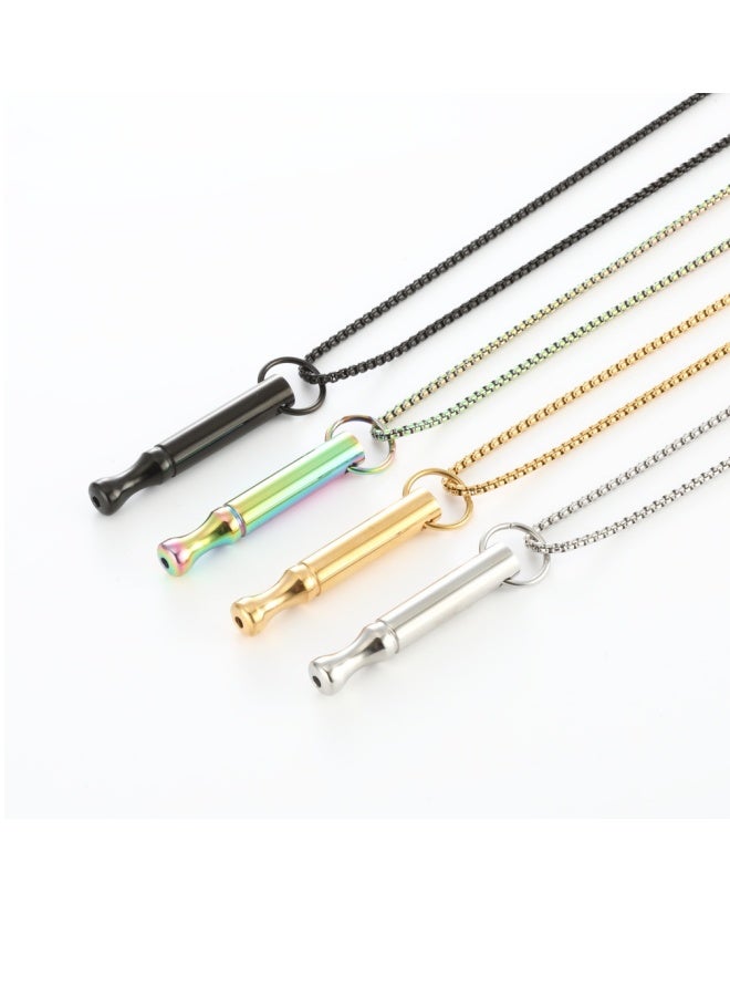 Meditation Breathing Decompression Pendant Necklace Small Waist Round Tube Whistle  - Image 2