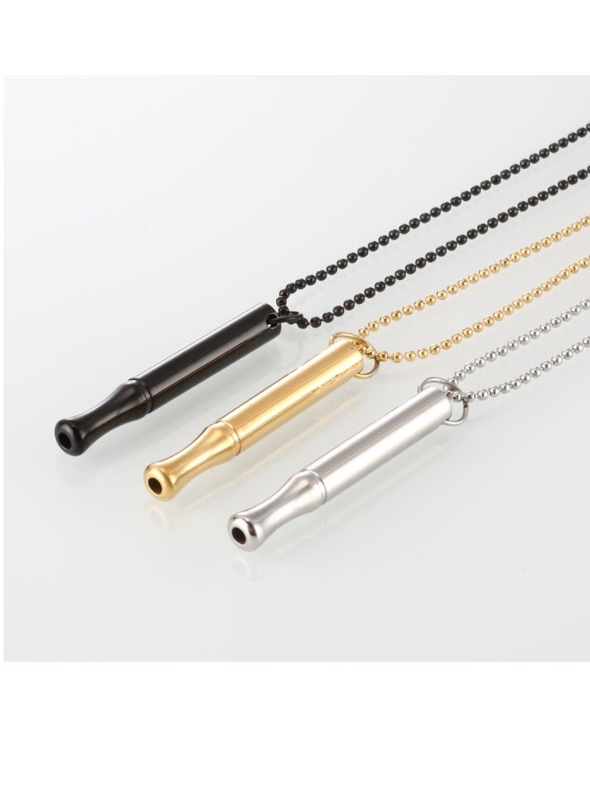 Meditation Breathing Decompression Pendant Necklace Small Waist Round Tube Whistle  - Image 3