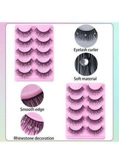 ANCIRS ANCIRS 2 Boxes(20pcs) Diamond False Eyelashes for Makeup, Natural Rhinestone Decorative Faux Mink Lashes, False Eye Lashes for Valentines Halloween New Year Cosplay Party Stage Decor  - Image 5