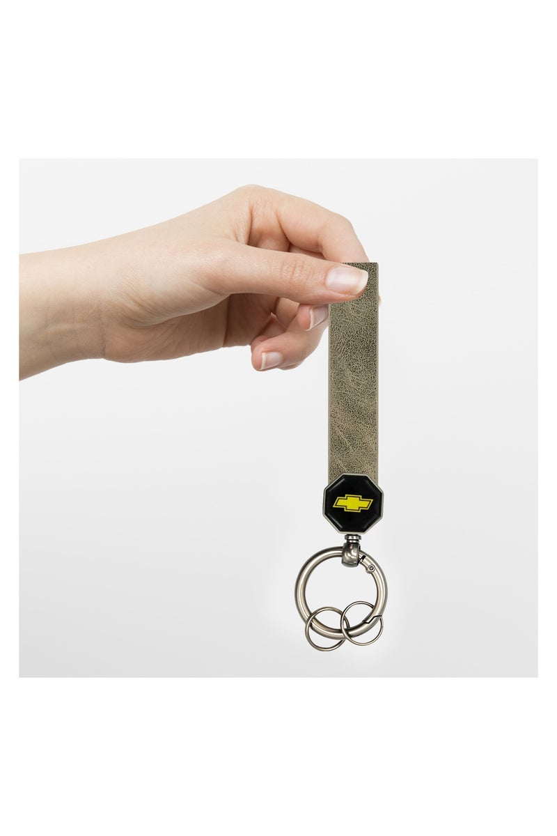 شيفروليه سلسلة مفاتيح جلدية لسيارات شيفروليه - حزام ناعم بحلقة معدنية، دوارة 360 درجة، قفل لولبي مزدوج، خطاف زنبركي محمول للاستخدام في السيارة والمنزل - - Image 1