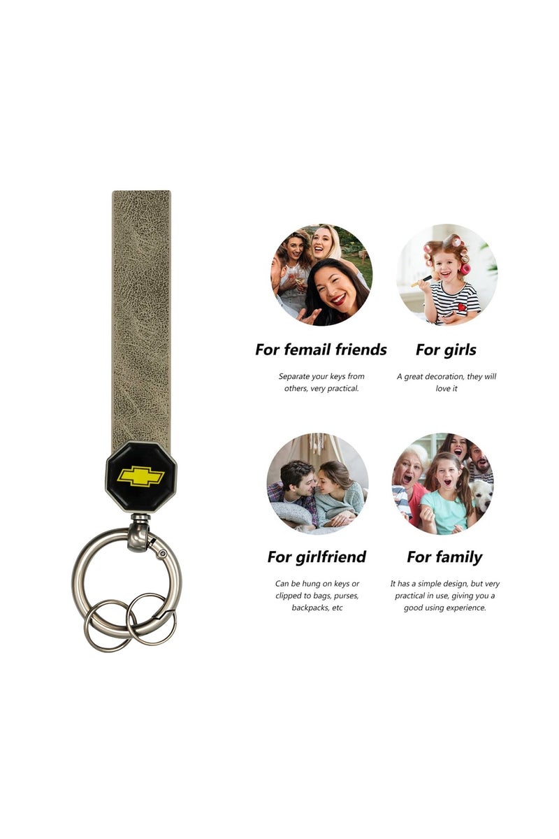 شيفروليه سلسلة مفاتيح جلدية لسيارات شيفروليه - حزام ناعم بحلقة معدنية، دوارة 360 درجة، قفل لولبي مزدوج، خطاف زنبركي محمول للاستخدام في السيارة والمنزل - - Image 3