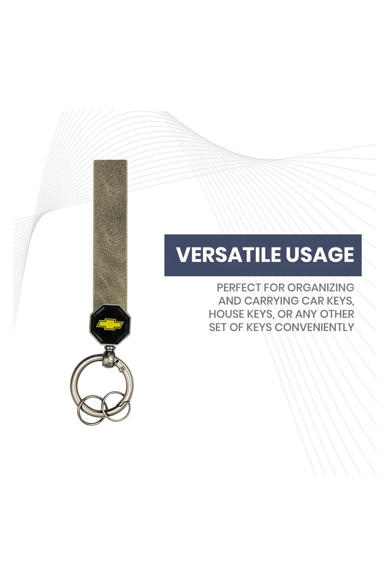 شيفروليه سلسلة مفاتيح جلدية لسيارات شيفروليه - حزام ناعم بحلقة معدنية، دوارة 360 درجة، قفل لولبي مزدوج، خطاف زنبركي محمول للاستخدام في السيارة والمنزل - - Image 5