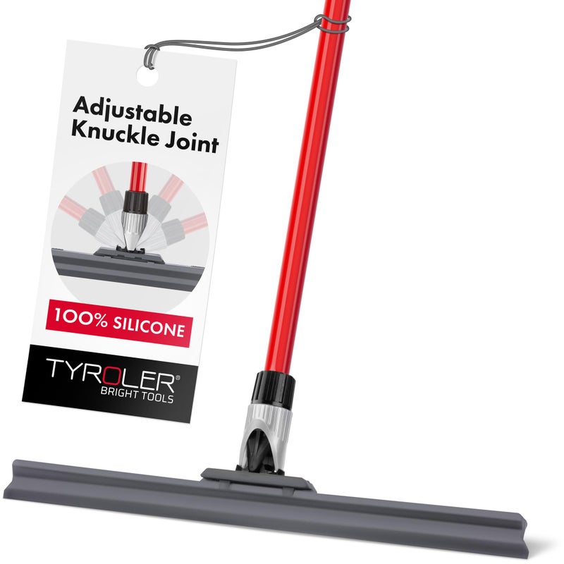 Tyroler Wet Room Floor Squeegee Heavy Duty  45cm Knuckle Joint Head 100 Silicone  4Part 140cm Long Handle Squeegee  Ideal for Any Surface  Bathroom  Shower Squeegee  Squeegee Mop for Floors