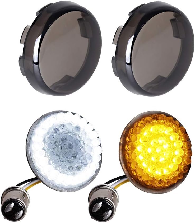 NTHREEAUTO Smoked Bullet Front Turn Signals LED Lights Panel Compatible with Harley Dyna Road Street Glide Road King Iron 883 Street Bob - Image 1