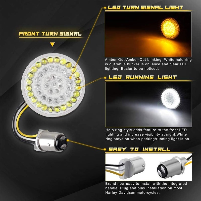 NTHREEAUTO Smoked Bullet Front Turn Signals LED Lights Panel Compatible with Harley Dyna Road Street Glide Road King Iron 883 Street Bob - Image 2