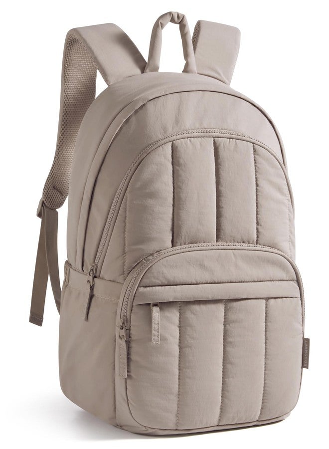 BAGSMART BAGSMAT College Laptop Backpack,Cute Travel Backpack for Women,Quilted Computer Bookbag, 03-camel, 15.6 Inch - Image 1