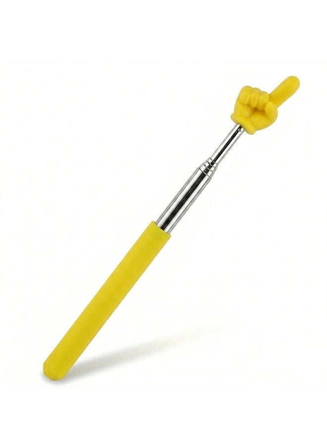 Telescopic Teacher Pointer with Finger Design Retractable Extendable Presentation Stick for Classroom Teaching and Training (Yellow) - Image 1