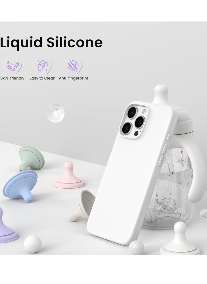 iPhone 16 Pro Max White Liquid Silicone Case - Soft Shockproof TPU Protection - Image 2