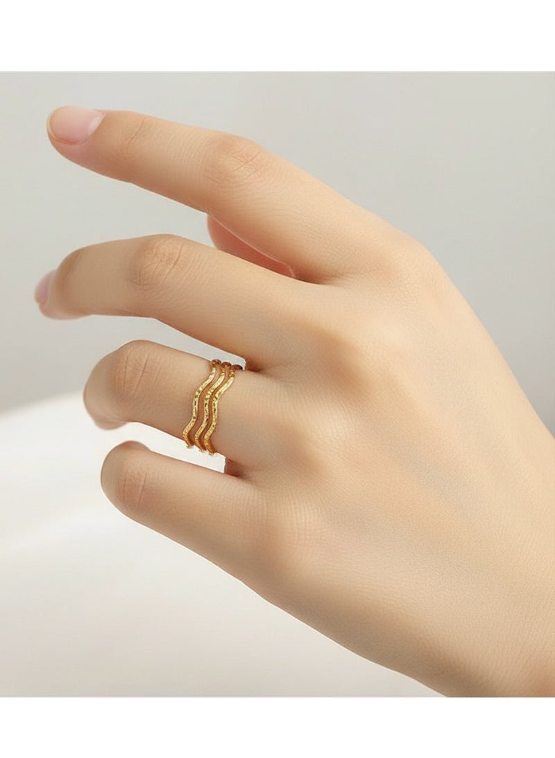 AMETOER 18K Gold Plated Minimalist Stainless Steel Line Ring for Women | Adjustable Fashionable Personality Jewelry - Image 3