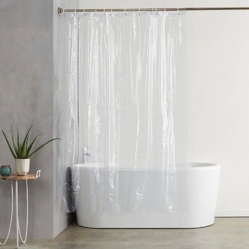SHAVIN Vinyl Solid Curtain with Hook, 7ft (White) - Image 2