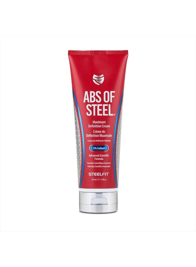 SteelFit Abs of Steel - 5% CoAxel Definition Cream - Workout Enhancer - Skin Firming, Toning & Fat Loss - Unisex - 8 fl. oz. - Image 1