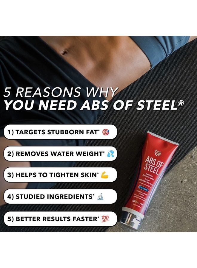 SteelFit Abs of Steel - 5% CoAxel Definition Cream - Workout Enhancer - Skin Firming, Toning & Fat Loss - Unisex - 8 fl. oz. - Image 5
