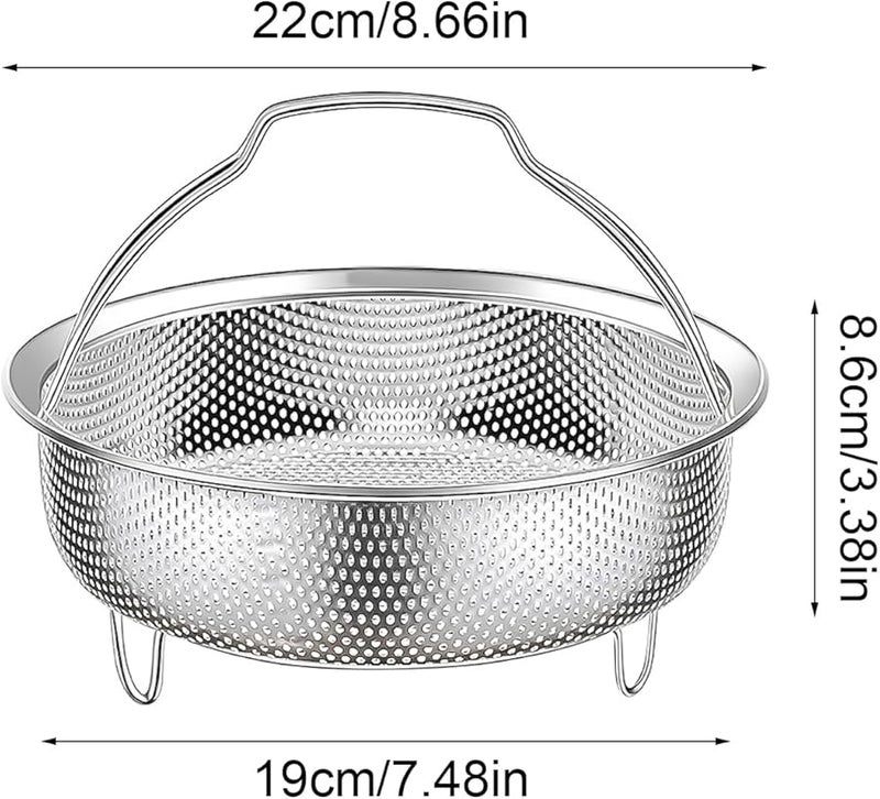 سلة بخارية كبيرة من الفولاذ المقاوم للصدأ مع مقبض للأرز والبيض والخضروات واللحوم - Image 4