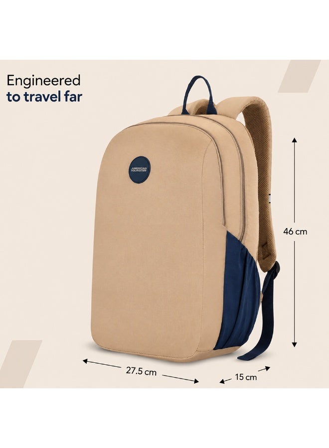 AMERICAN TOURISTER Daybreak Backpack 22L Capacity, 100% Polyester, Beige|15.6" Laptop Compartment|Tractum Strap|Elastic Pocket|Ergo Back & Shoulder|Bottle Holder|Front Storage Pocket - 1 Year International Warranty - Image 3