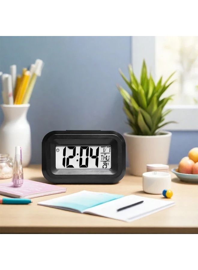 White Compact Digital Desk Clock with Temperature Display and Kitchen Timer - Image 2