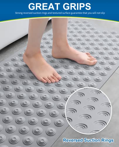 Bligli Bathtub Mat NonSlip Without Suction Cups 39x16inch Extra Long Bath Mats for Shower Bathroom Machine Washable Natural Rubber Shower Tub Mat 39x16inch Gray - Image 3
