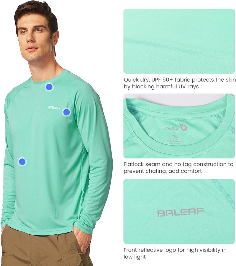 Baleaf Men's Sun Protection Shirts UV SPF UPF 50+ Long Sleeve Rash Guard Fishing Running Quick Dry Lightweight - Image 3