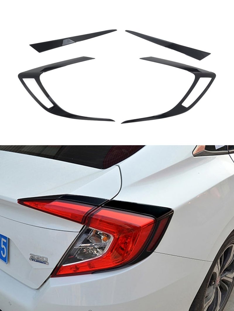 Kadore for 2016-2021 Honda Civic Sedan Glossy Black Tail Light Upper Trim Covers | 10th Generation Rear Lamp Eyebrow Bezels (Not for Hatchback/Coupe/2022+) 4-pc - Image 1