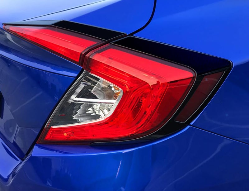 Kadore for 2016-2021 Honda Civic Sedan Glossy Black Tail Light Upper Trim Covers | 10th Generation Rear Lamp Eyebrow Bezels (Not for Hatchback/Coupe/2022+) 4-pc - Image 2