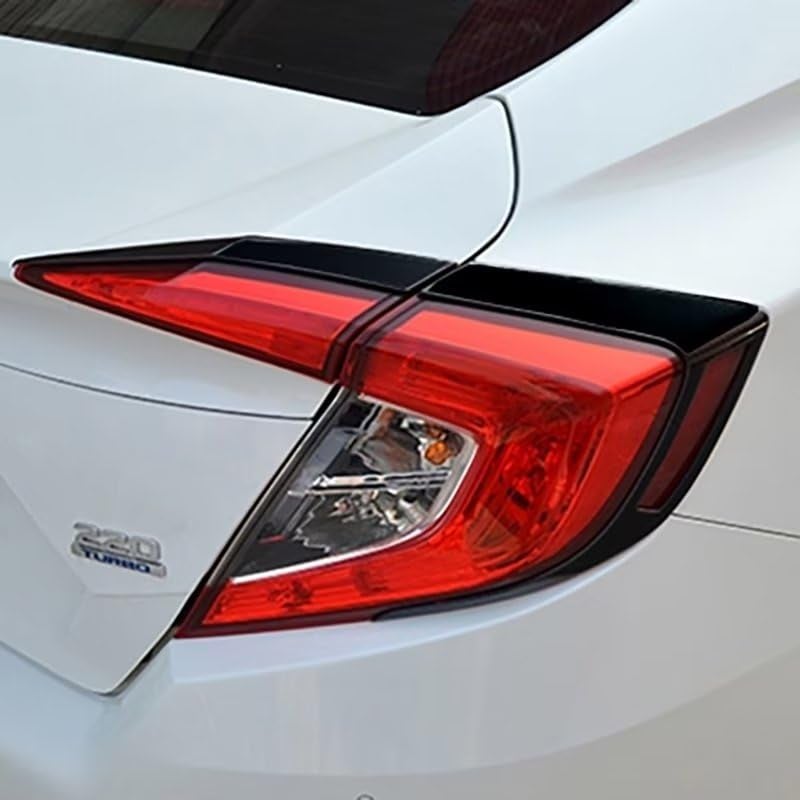 Kadore for 2016-2021 Honda Civic Sedan Glossy Black Tail Light Upper Trim Covers | 10th Generation Rear Lamp Eyebrow Bezels (Not for Hatchback/Coupe/2022+) 4-pc - Image 3