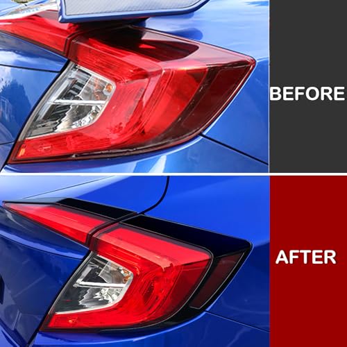 Kadore for 2016-2021 Honda Civic Sedan Glossy Black Tail Light Upper Trim Covers | 10th Generation Rear Lamp Eyebrow Bezels (Not for Hatchback/Coupe/2022+) 4-pc - Image 4