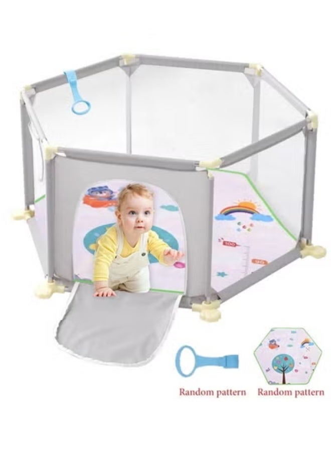 Foldable Baby Playpen with Play Mat and Pull Ring, Safety Fence for Kids u0026 Toddlers, Indoor u0026 Outdoor Use, Safety Infant Activity Center, Easy Fold Play Yard