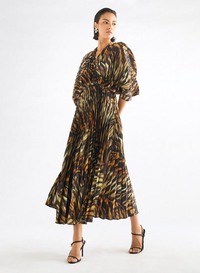 Splash FAV Pleated Animal Print Dress - Image 1