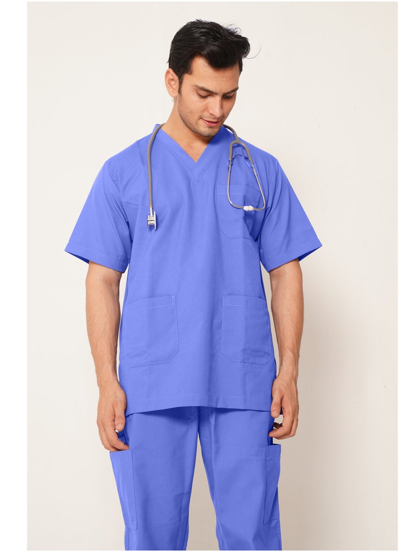 SPACEDOUT - Medical Scrub Set | V-Neck Top Overlap and Elasticated Drawstring Pant | Al Ain Style  Nursing Uniform Suit - Image 1