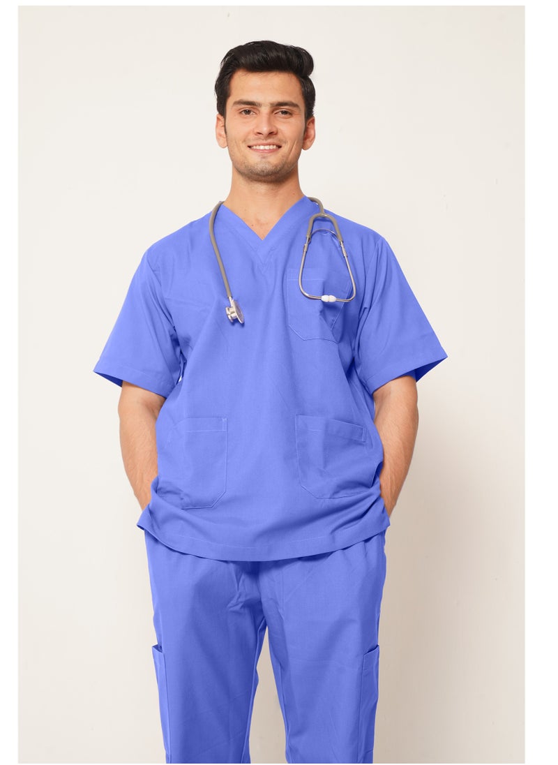 SPACEDOUT - Medical Scrub Set | V-Neck Top Overlap and Elasticated Drawstring Pant | Al Ain Style  Nursing Uniform Suit - Image 1
