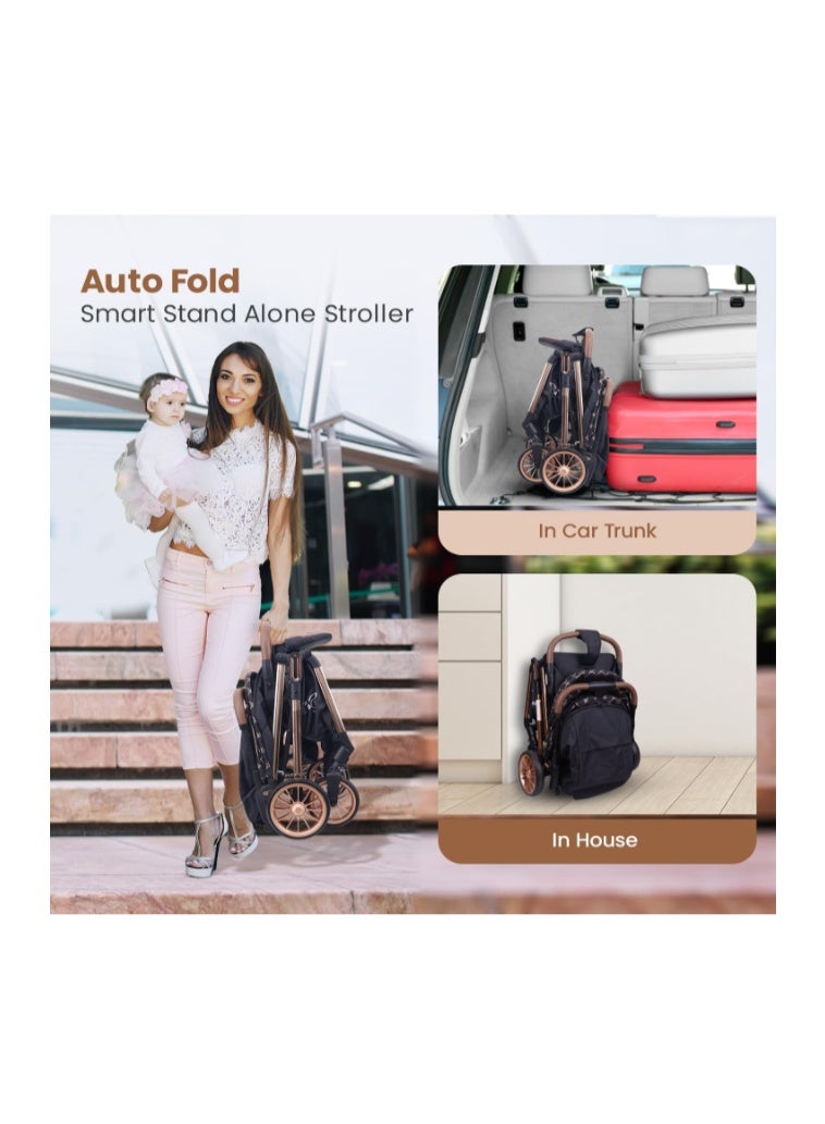 R for Rabbit Street Smart Auto Fold Stylish Newborn Baby Stroller| Aluminum Frame Pram with One Click Fold |Travel Friendly Cabin Trolley Stroller for 0-3 Years for Boy & Girl - Image 3